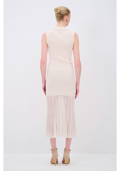 Tül Detaylı Triko Etek Vanilya 12745174000 indirimleri