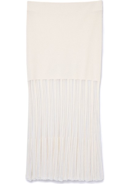 Tül Detaylı Triko Etek Vanilya 12745174000