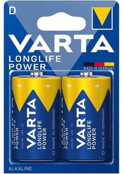 Büyük D Boy 2li Varta Longlife Power Alkalin