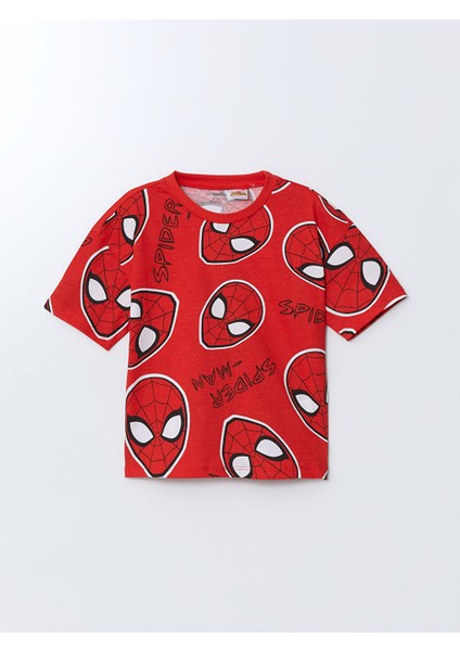 Yeni Sezon Bisiklet Yaka Spider-Man Baskili Erkek Cocuk Tisort - S5CI45Z1