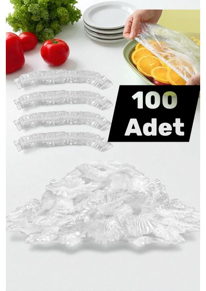 100 Adet Tek Kullanımlık Gıda Koruyucu Lastikli Tazeliği Koruyan Tencere Tabak Koruyucu Kapak Bonesi(20 Cm)
