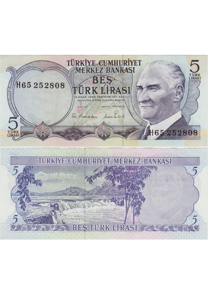 6. Emisyon 2. Tertip 5 Lira H65. Çil(-) Kondisyon.
