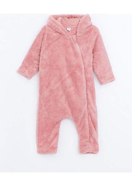 Pembe Kapüşonlu Pelüş Kız Bebek Tulum