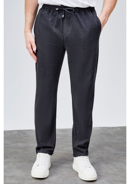 Erkek Antrasit Relaxed Fit Yandan Cepli Beli Lastikli Bağcıklı Duble Paça Jogger Pantolon BOLT-1995