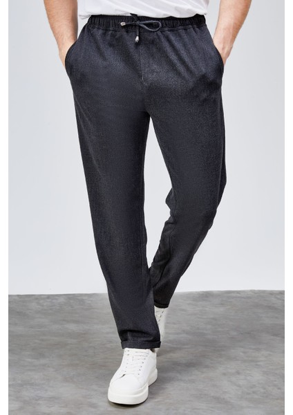 Erkek Antrasit Relaxed Fit Yandan Cepli Beli Lastikli Bağcıklı Duble Paça Jogger Pantolon BOLT-1995