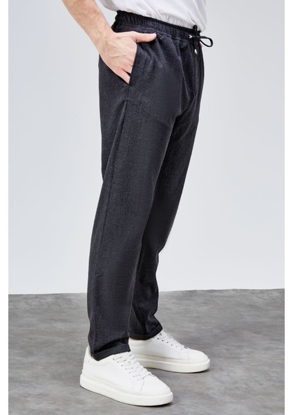 Erkek Antrasit Relaxed Fit Yandan Cepli Beli Lastikli Bağcıklı Duble Paça Jogger Pantolon BOLT-1995
