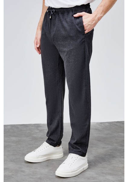 Erkek Antrasit Relaxed Fit Yandan Cepli Beli Lastikli Bağcıklı Duble Paça Jogger Pantolon BOLT-1995