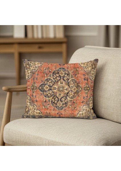 Mozaik Desenli Baskı Çift Yüzlü Kırlent Kılıfı