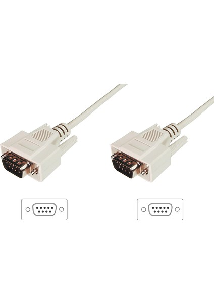 Veri Transfer Kablosu, D-Sub9 - D-Sub9 , 2 Metre, Bej Renk