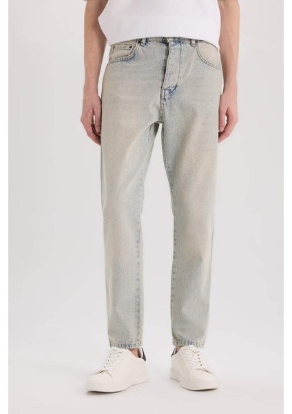 Yeni Sezon %100 Pamuk 90's Slim Fit Dar Kalıp Yüksek Bel Dar Paça Jean Pantolon