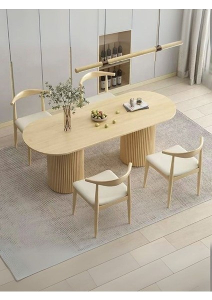 Sierra Iskandinav Oval Ahşap Bohem Masa 90X180
