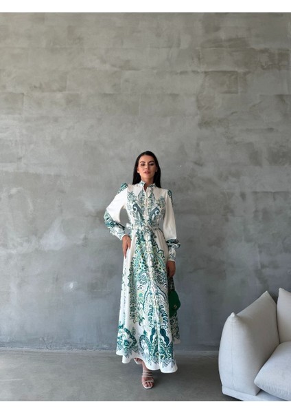 Atlas Kumaş Elbise (Kemer Dahildir)