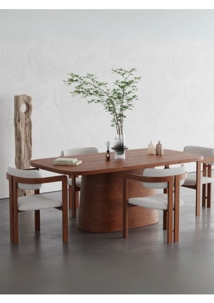 Barocco Italyan Still Oval Ahşap Yemek Masası 100X190