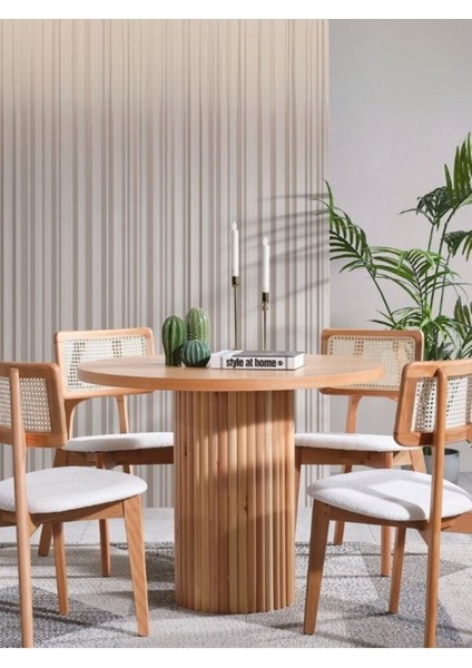 Arya Yuvarlak Ahşap Bohem Masa 120X120