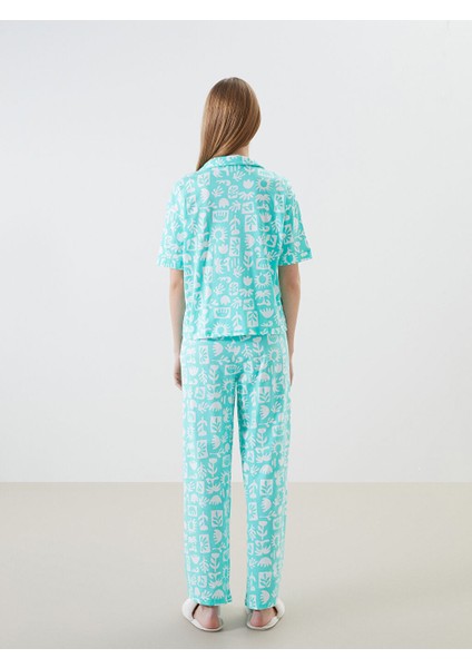 Yeni Sezon Gomlek Yaka Desenli Kadin Pijama Takimi - S5CU69Z8 fırsatları