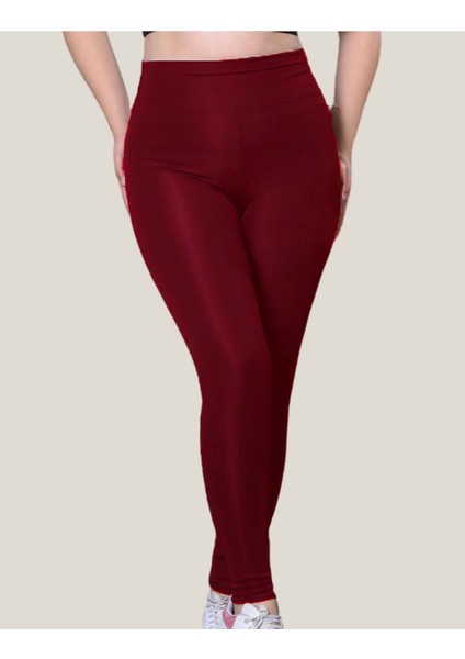 Toparlayıcı Yüksek Bel Kadın Günlük Spor Rahat Parlak Tayt ( Bordo, Xl ) fiyatları