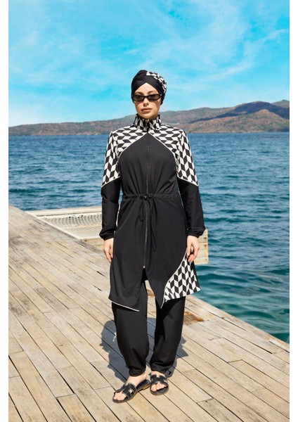 Zirya Model Spor Lycralı Tasarım Tesettür Ikili Mayo Takım