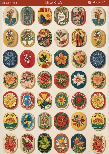 1 Adet Kırmızı Vintage Temalı Sticker (12X17 Cm) Bullet Journal,scrapbook, Ajanda ve Planlayıcı Için