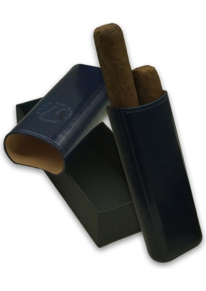 Gerçek Deri El Yapımı Puro Kılıfı Ikili (52 Ring) Milan modelleri