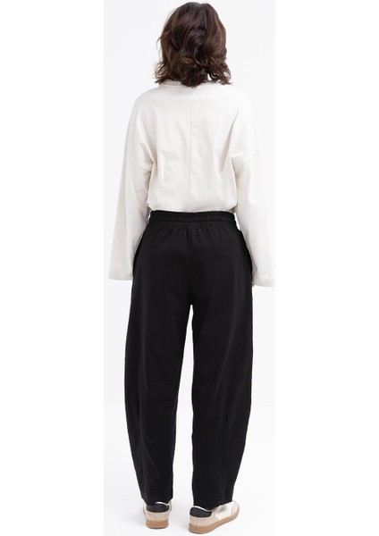 Siyah-Beli Lastikli Slouchy Eşofman Altı fırsatları