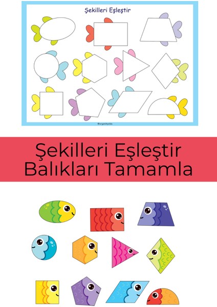 Şekilleri Kes, Eşleştir ve Balığı Tamamla.