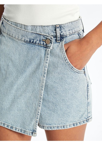 Yeni Sezon Standart Fit Kadin Jean Sort Etek - S53991Z8
