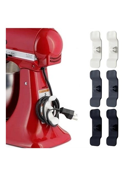 6'lı Pratik Kablo Toparlayıcı Yapışkanlı Klips Mutfak Air Fryer Kettle Kahve Tost Makinası Kablo Tutucu