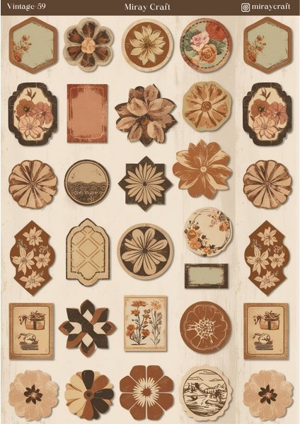 1 Adet Vintage Temalı Sticker (12X17 Cm) Bullet Journal,scrapbook, Ajanda ve Planlayıcı Için
