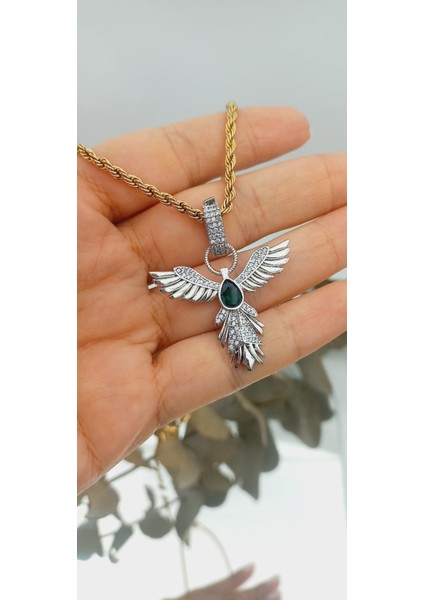 Çelik Çift Renk Anka Kolye