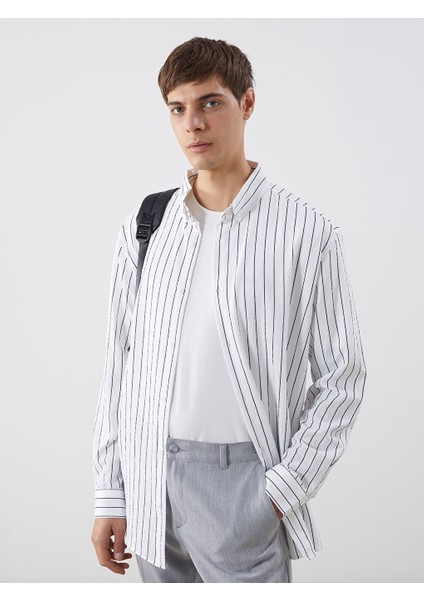 Yeni Sezon Slim Fit Cizgili Erkek Gomlek - S60100Z8