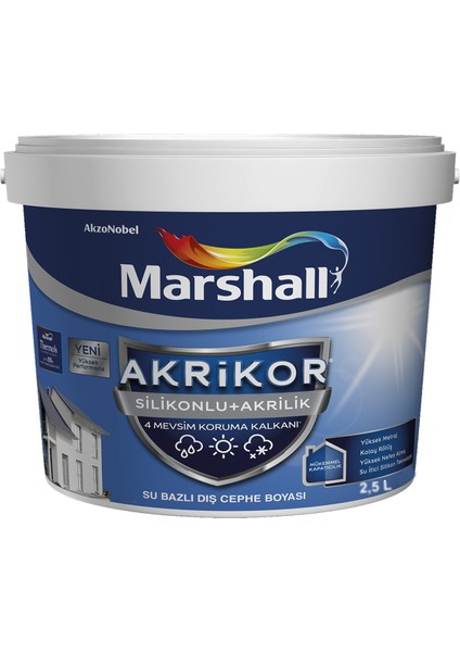 Akrikor Silikonlu + Akrilik Boya T5 2,5 Lt (3,5 Kg)
