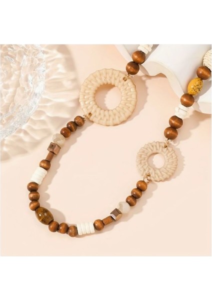 Wooden Set Plaj Model Ahşap Boncuk & Küpe Takı Seti fırsatları