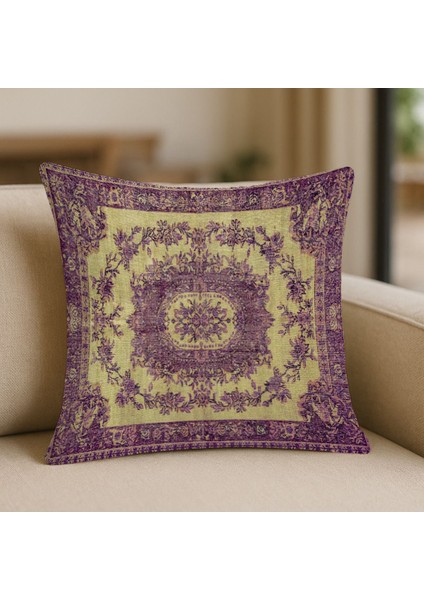 Mor Etnik Desenli Yastık Baskı Kilim Kırlent Kılıfı fiyatları