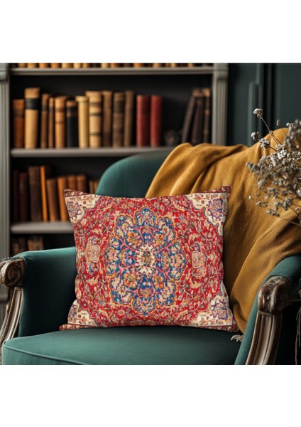 Kırmızı Mavi Vintage Halı Desenli, Çift Yüzlü Kırlent Kılıfı fiyatları