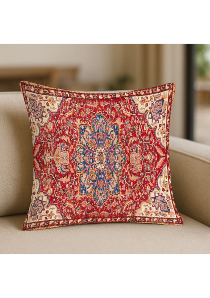 Kırmızı Mavi Vintage Halı Desenli, Çift Yüzlü Kırlent Kılıfı modelleri