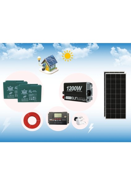 Yayla Karavan Bahçe Solar Sistem Mini Buzdolabı, LED Tv, Aydınlatma Güneş Enerji Sistemi