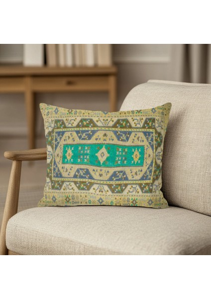 Anadolu Motifli Dekoratif Kırlent Kılıfı Kare