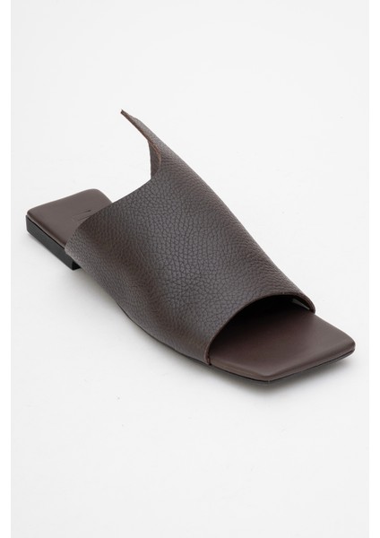 Lucky Kahverengi Hakiki Deri Kadın Terlik modelleri