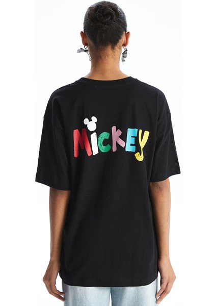 Yeni Sezon Bisiklet Yaka Mickey Mouse Baskili Kadin Tisort - S5GV17Z8 fırsatları