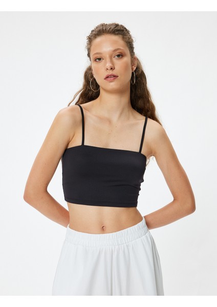 Yeni Sezon Crop Atlet Basic Ip Askılı Slim Fit
