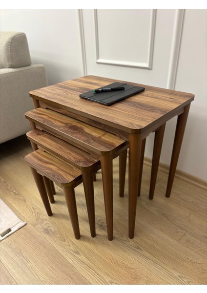 Ultra Lüks Mdf4'lü Ceviz Zigon Sehpa