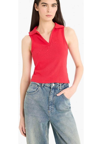 Yeni Sezon Slim Fit Dar Kesim Polo Yaka Ribana Atlet