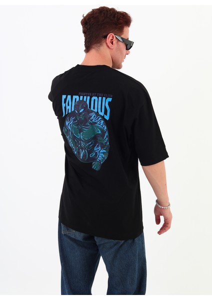 Fabulous-Oversize Tişört | Sırt Baskılı – Minimal Göğüs Desenli Unisex Tshirt