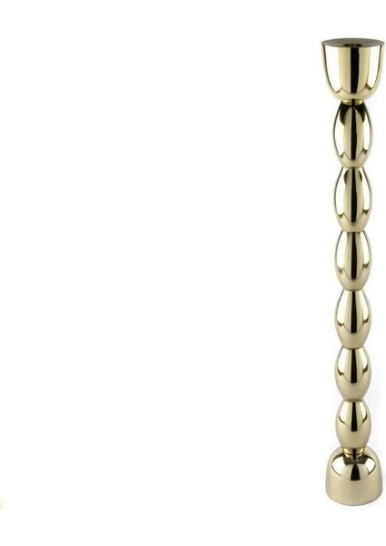 Gold Boğumlu Metal Mumluk 9X66CM