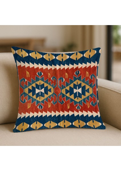 Kafkas Tarzı Tribal Motifli Çift Taraflı 43X43 cm Dekoratif Kırlent Kılıfı modelleri