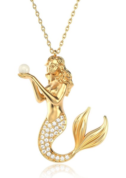 Işıklı Kutuda Deniz Kızı Altın Kaplama Gümüş Kolye fırsatları