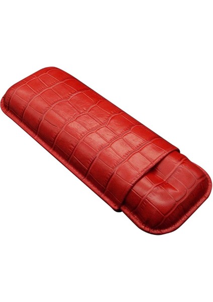 Gerçek Deri El Yapımı Puro Kılıfı Ikili (60 Ring) Croco Fuego