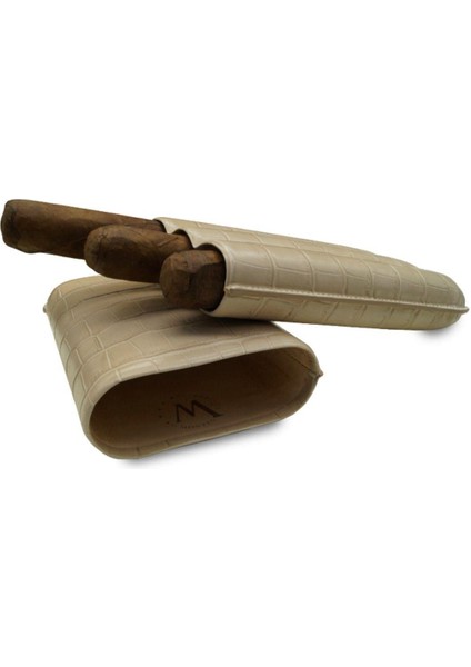 Gerçek Deri El Yapımı Puro Kılıfı Üçlü (60 Ring) Croco Piedra fiyatları