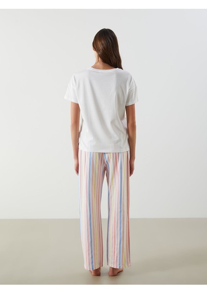 Yeni Sezon Bisiklet Yaka Baskili Kadin Pijama Takimi - S5H111Z8