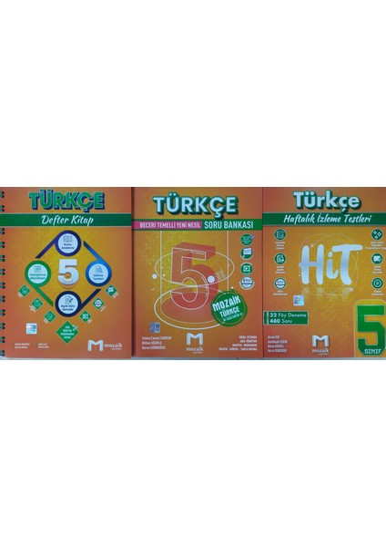 5.sınıf Türkçe Mozaik Defter Kitap+Soru Bankası+Haftalık Izleme Testleri